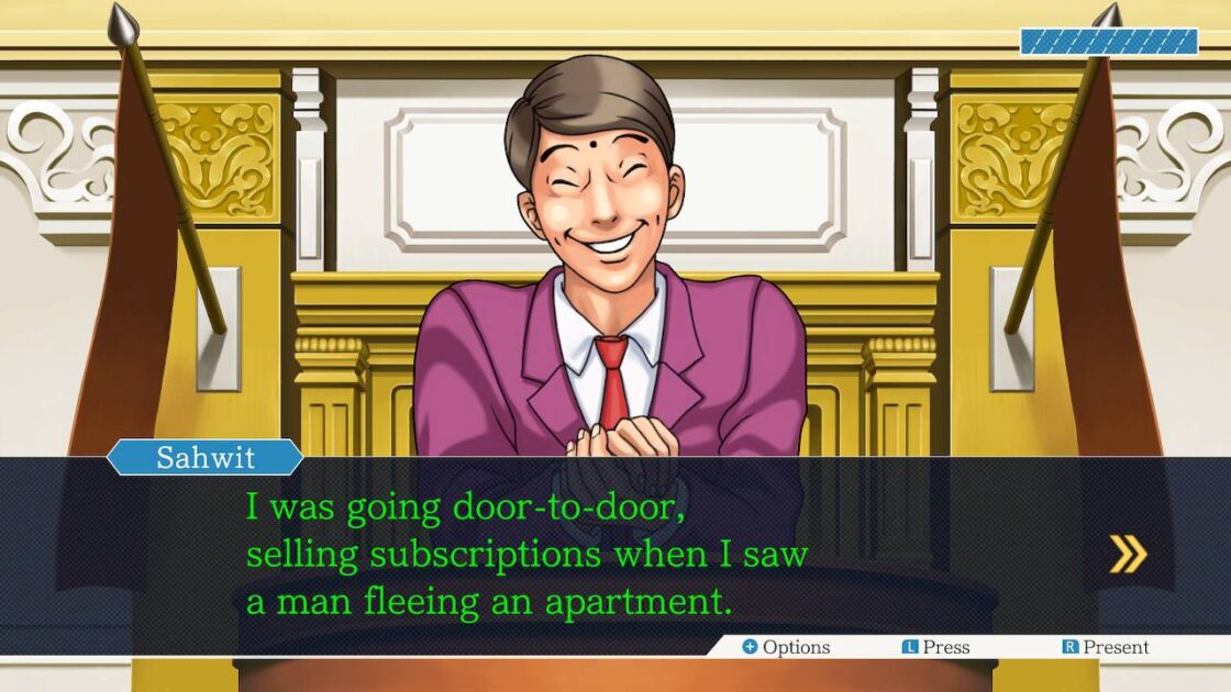 A screenshot from the Switch version of Phoenix Wright: Ace Attorney Trilogy