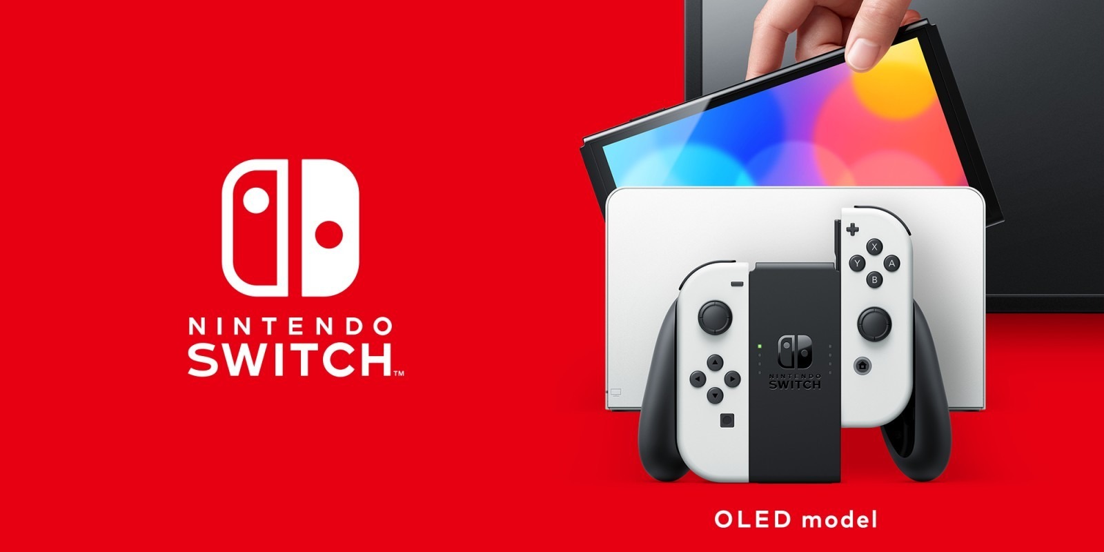 An official promotional image for the Switch (OLED) model