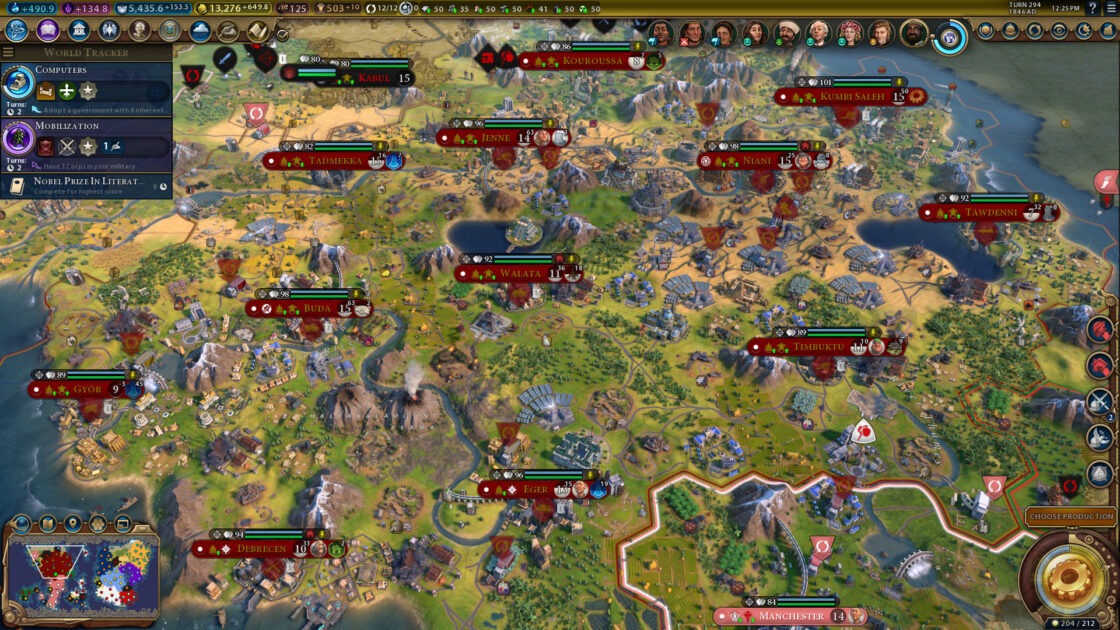 A late-game screenshot from Civ VI: Gathering Storm