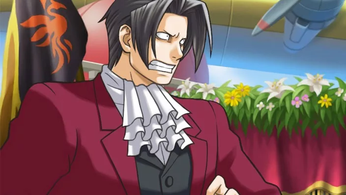 Ace Attorney's Miles Edgeworth looks completely beside himself.
